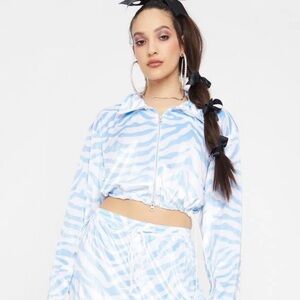 Cute mistake - icy zebra zip up crop top